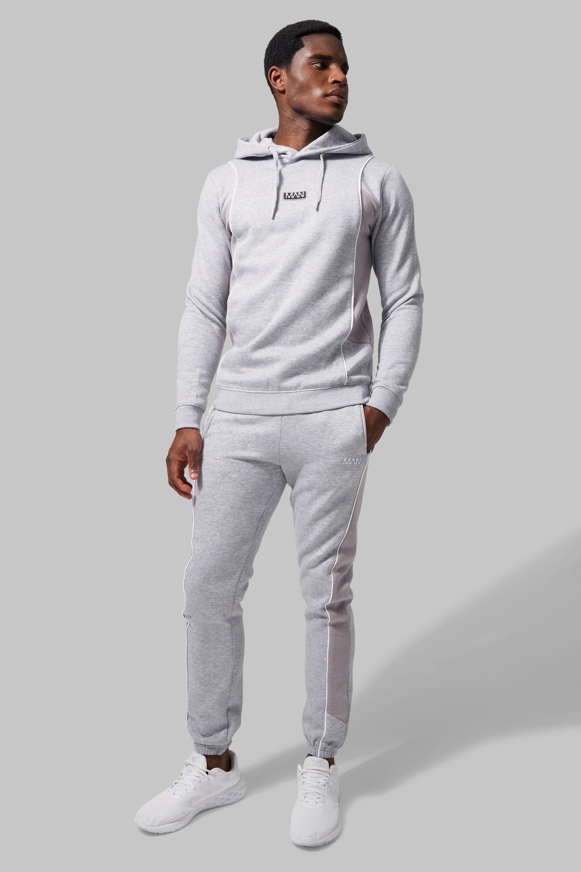 Boohooman hot sale tracksuit grey